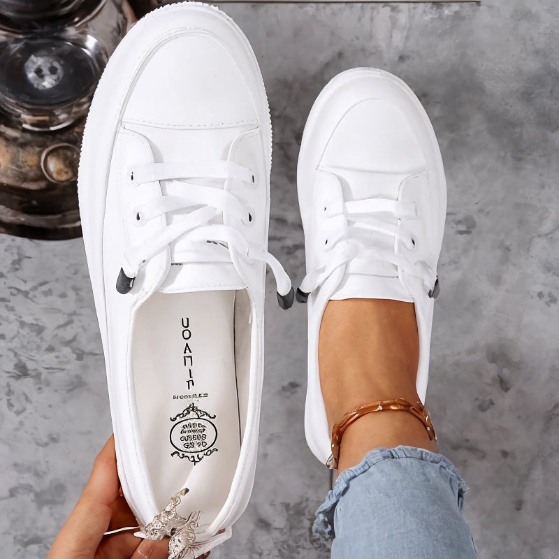 Elara Thornvik | White Lace-Up Orthopedic Sneakers for Women