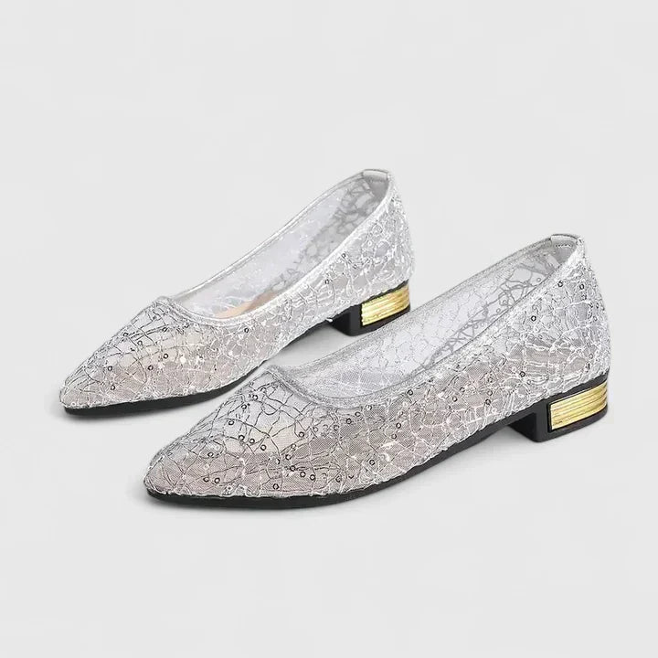 Cecilia Vanbright | Gold Lace Orthopedic Flat Loafers