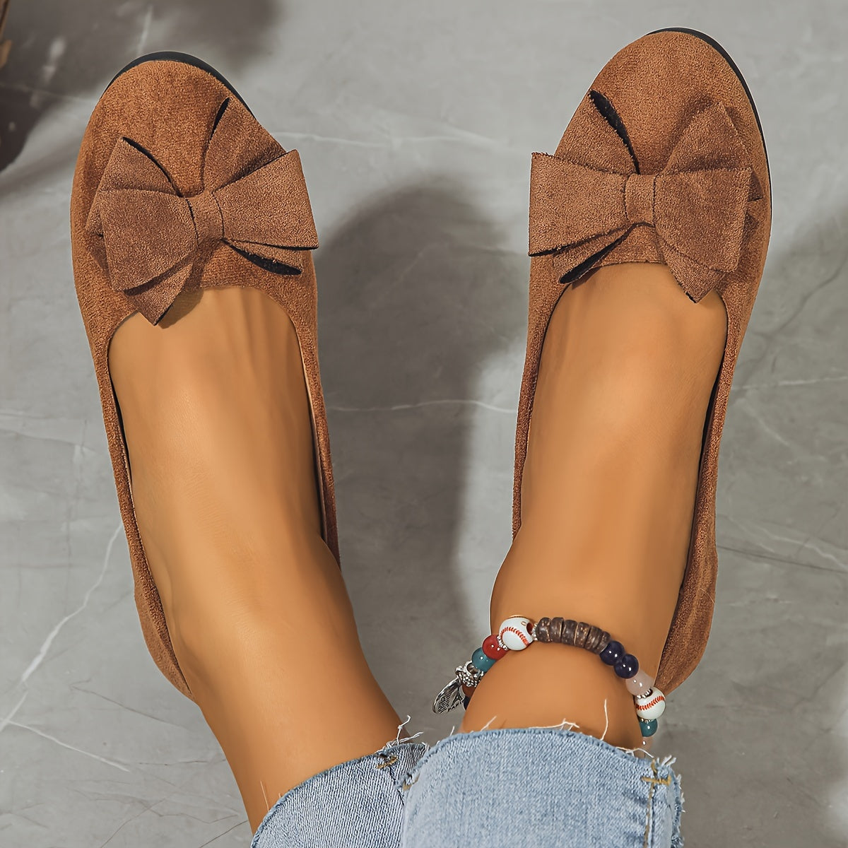 Amélie Saintjour | Grey Bow Detail Orthopedic Ballet Flats