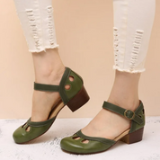 Colombe Whitfield | Green Orthopedic Low-Heeled Sandals for Women