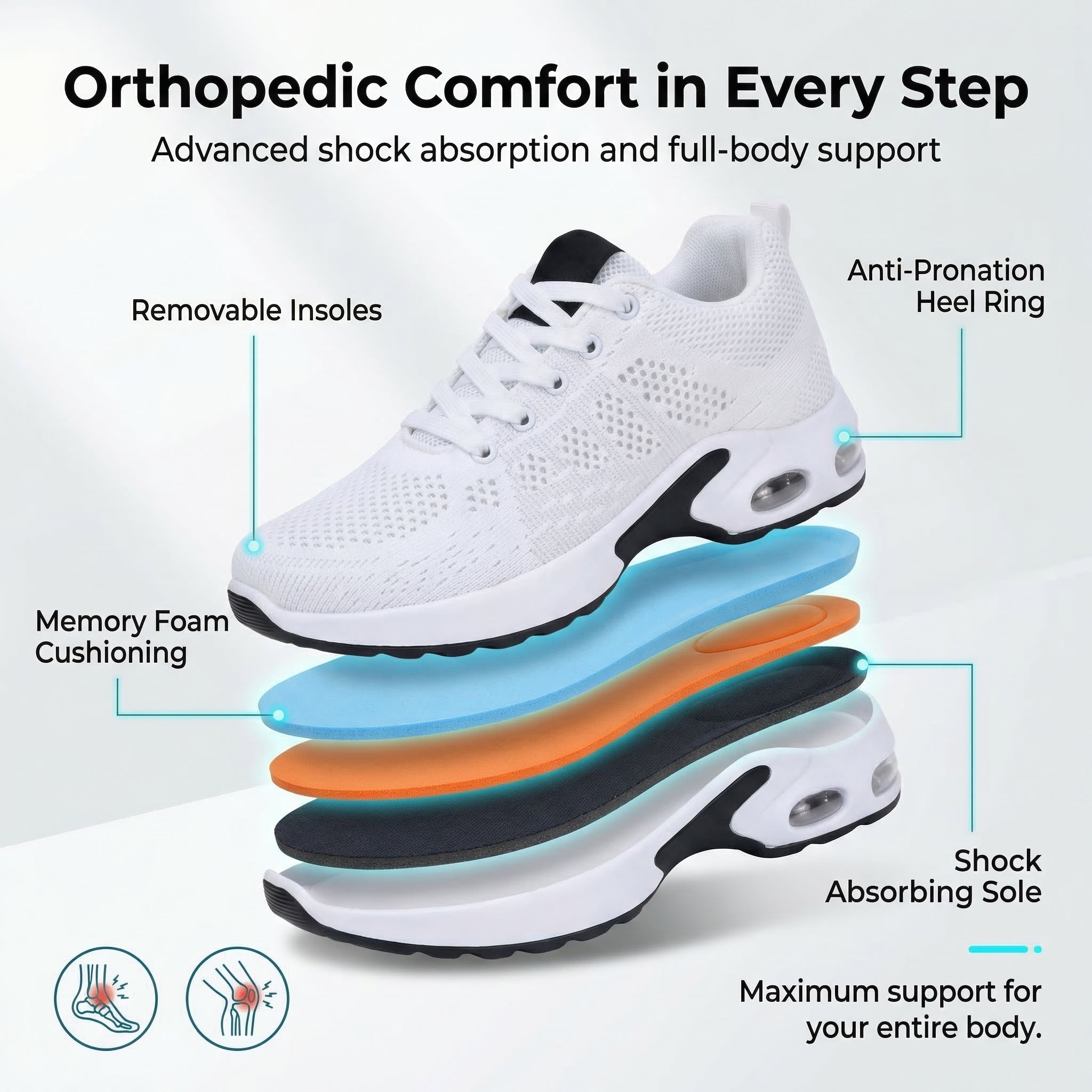 OrthoFOX™ | Men's Orthopedic Air Cushion Shoes for Plantar Fasciitis & All-Day Pain Relief