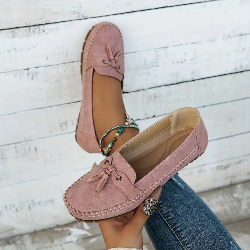 Natascha Veldkamp | Navy Blue Suede Bow-Detail Loafers
