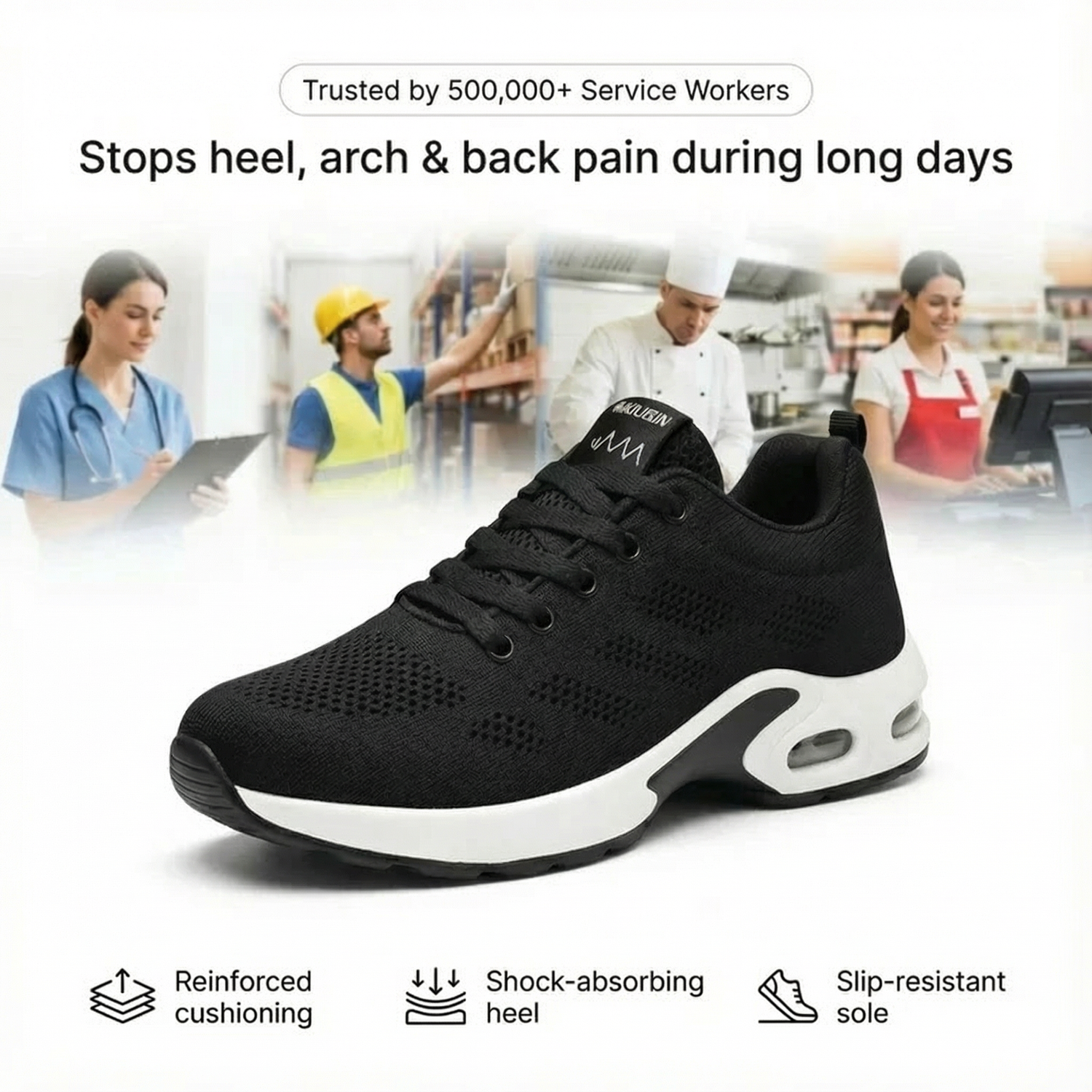 ShiftFOX™ | Women's 12-Hour Comfort Shoes for Nurses, Heel & Back Pain Relief