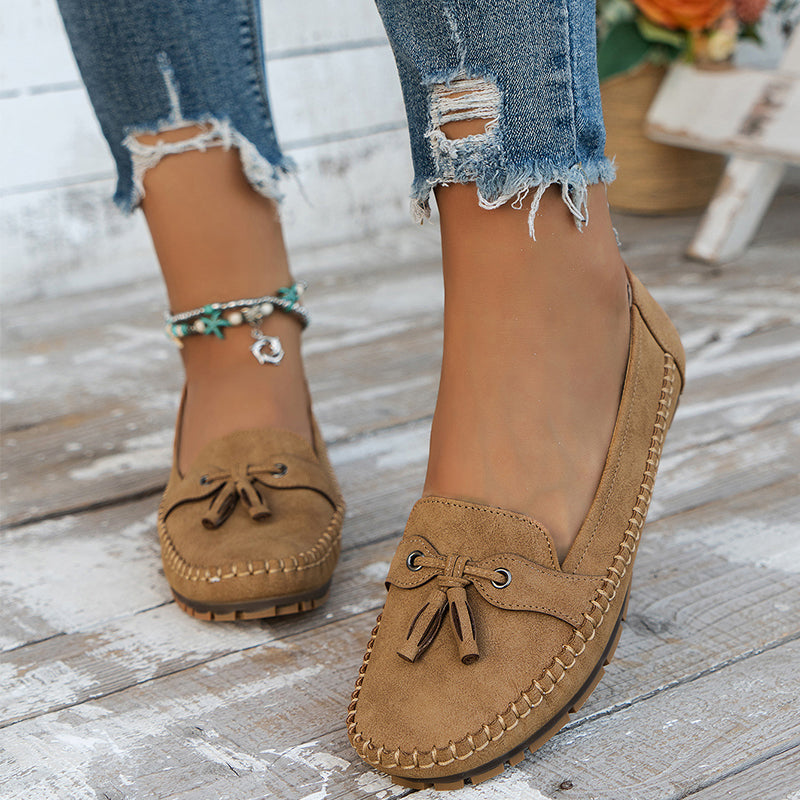 Natascha Veldkamp | Navy Blue Suede Bow-Detail Loafers