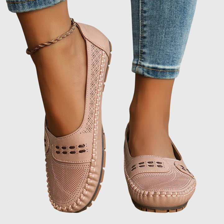 Margeline Devoncourt | Beige Orthopedic Slip-On Flats