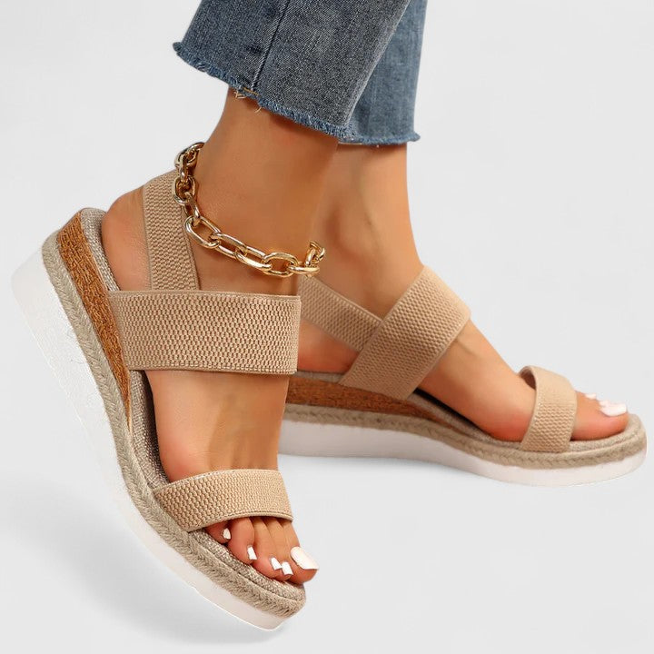 Nadine Thorvaldsen | Black Espadrille Wedge Orthopedic Sandals