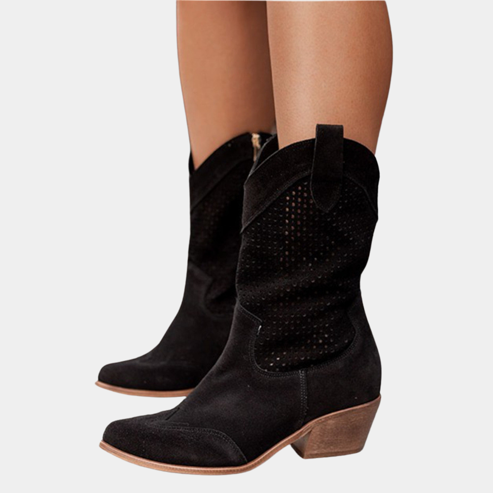 Marianna Delcorte | White Orthopedic Cowboy Boots with Perforated Detail