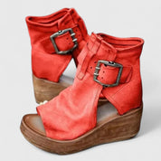 Florentine Veltri | Brown Leather Wedge Buckle orthopedic-inspired Boots