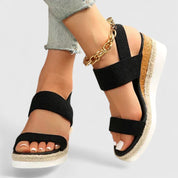 Nadine Thorvaldsen | Black Espadrille Wedge Orthopedic Sandals