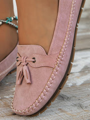 Natascha Veldkamp | Navy Blue Suede Bow-Detail Loafers