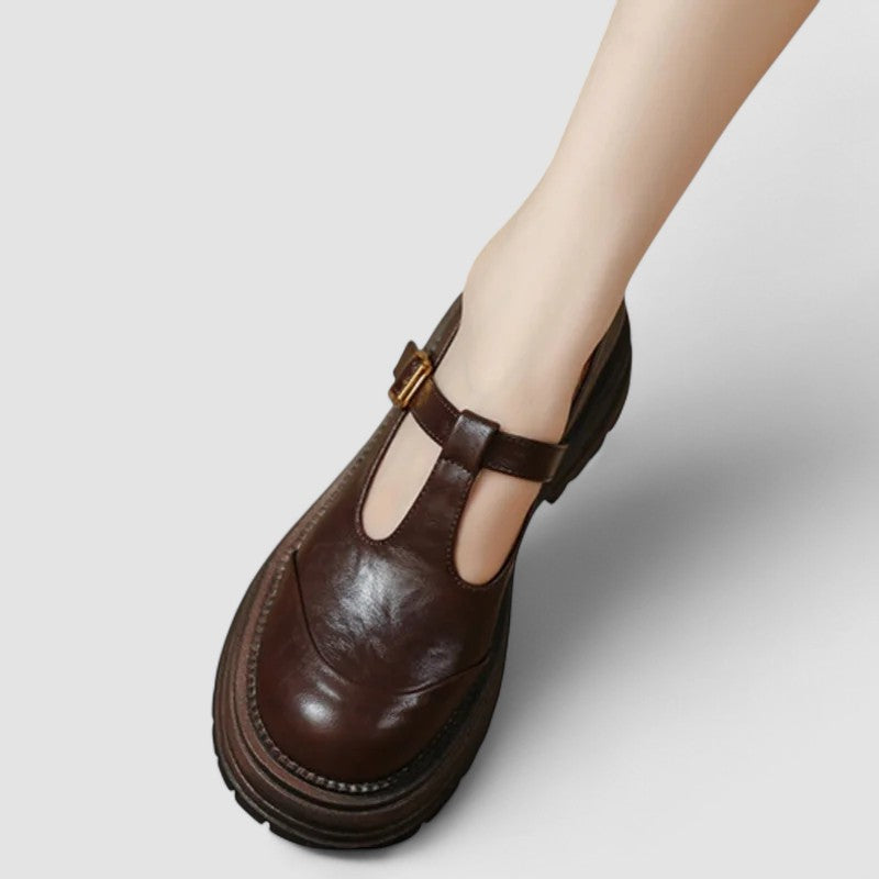 Cecilia Thornton | Orthopedic Brown T-Strap Mary Jane Flats