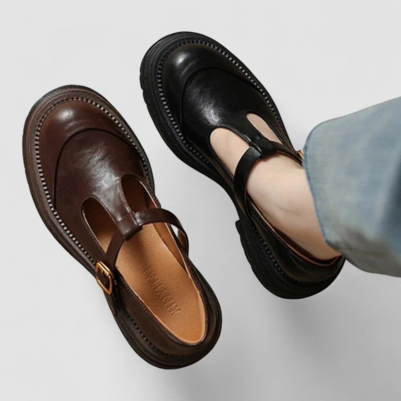 Cecilia Thornton | Orthopedic Brown T-Strap Mary Jane Flats