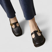 Mathilde Fontenoy | Orthopedic T-Strap Mary Jane Flats in Brown