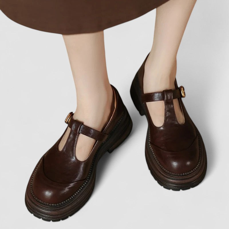 Cecilia Thornton | Orthopedic Brown T-Strap Mary Jane Flats