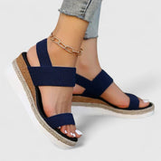 Nadine Thorvaldsen | Black Espadrille Wedge Orthopedic Sandals
