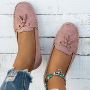 Natascha Veldkamp | Navy Blue Suede Bow-Detail Loafers