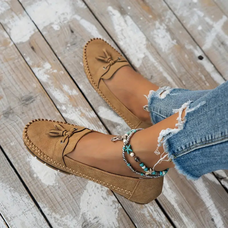 Natascha Veldkamp | Navy Blue Suede Bow-Detail Loafers