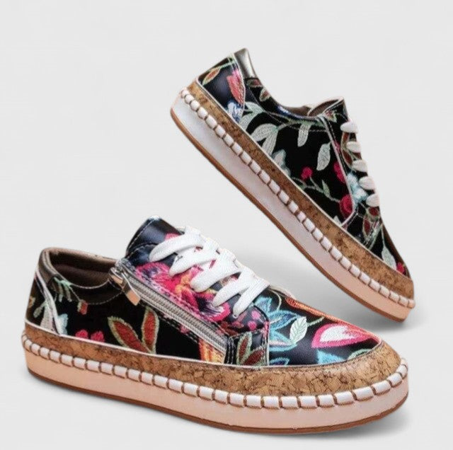 Petra Blommenstein | Floral Print Cork Platform Sneakers