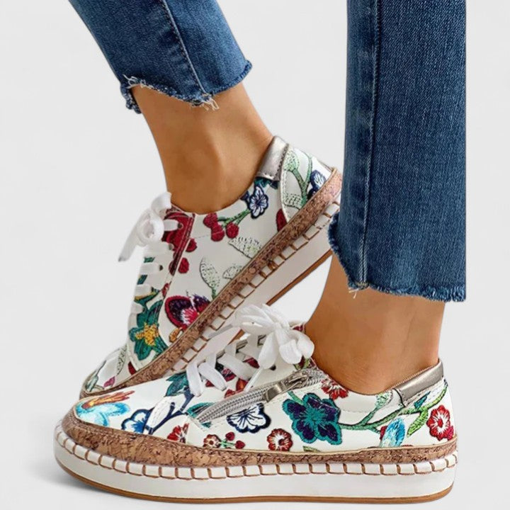 Petra Blommenstein | Floral Print Cork Platform Sneakers