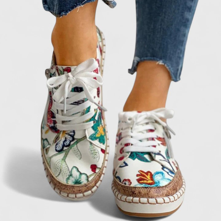 Petra Blommenstein | Floral Print Cork Platform Sneakers