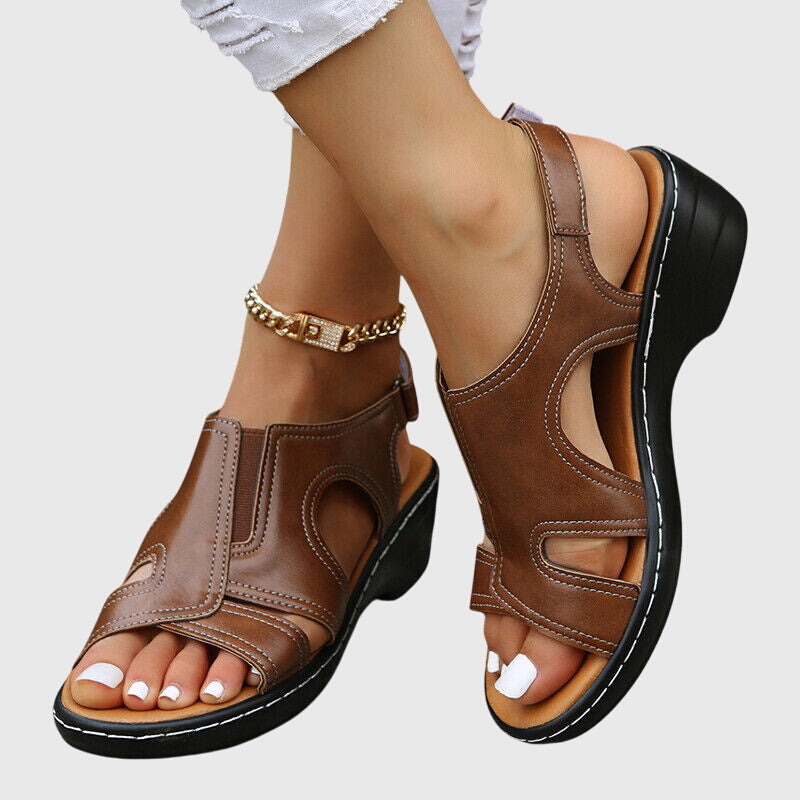 Claudine Beausoleil | Brown Wedge Orthopedic Sandals