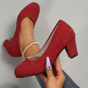 Genevra Holloway | Black Suede Block Heel Pumps – Orthopedic Comfort
