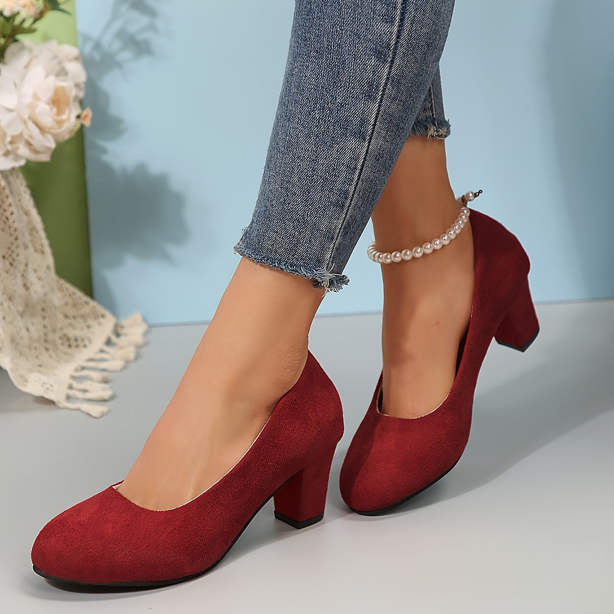 Genevra Holloway | Black Suede Block Heel Pumps – Orthopedic Comfort