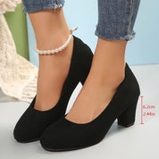 Genevra Holloway | Black Suede Block Heel Pumps – Orthopedic Comfort