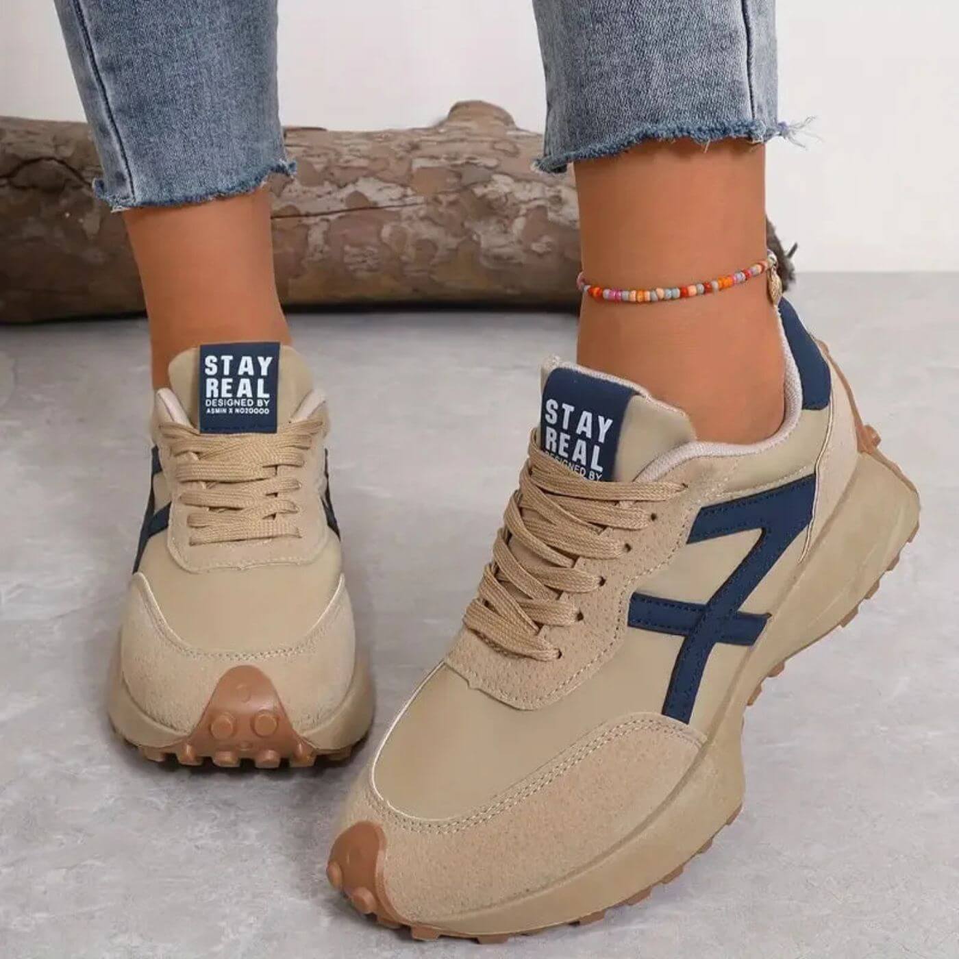 Cecilia Wyndford | Green & Tan Orthopedic Lace-Up Sneakers