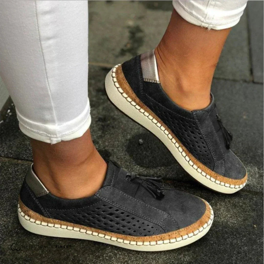 Dominique Archambeault | Women's Orthopedic Slip-On Sneakers in Olive Suede