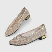 Cecilia Vanbright | Gold Lace Orthopedic Flat Loafers