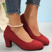 Genevra Holloway | Black Suede Block Heel Pumps – Orthopedic Comfort