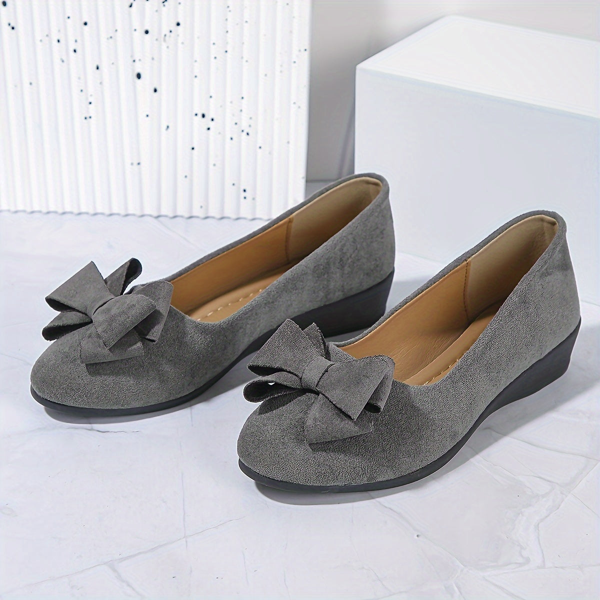 Amélie Saintjour | Grey Bow Detail Orthopedic Ballet Flats