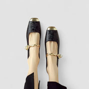 Rosalind Mercer | Green Crystal Heel Mary Jane Low Heels