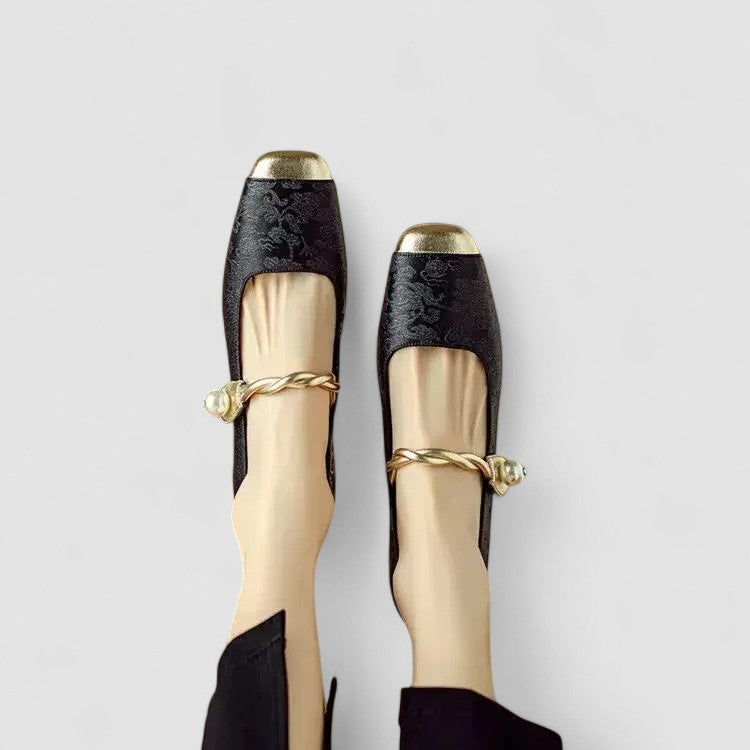 Rosalind Mercer | Green Crystal Heel Mary Jane Low Heels