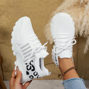 Nadia Holmgren | Beige Mesh Platform Sneakers with Orthopedic Support