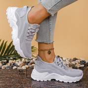 Nadia Holmgren | Beige Mesh Platform Sneakers with Orthopedic Support