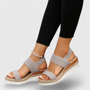 Nadine Thorvaldsen | Black Espadrille Wedge Orthopedic Sandals