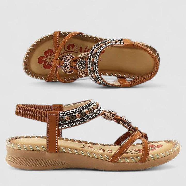 Ingeborg Halvorsdóttir | Red Boho Orthopedic Flat Sandals