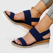 Nadine Thorvaldsen | Black Espadrille Wedge Orthopedic Sandals